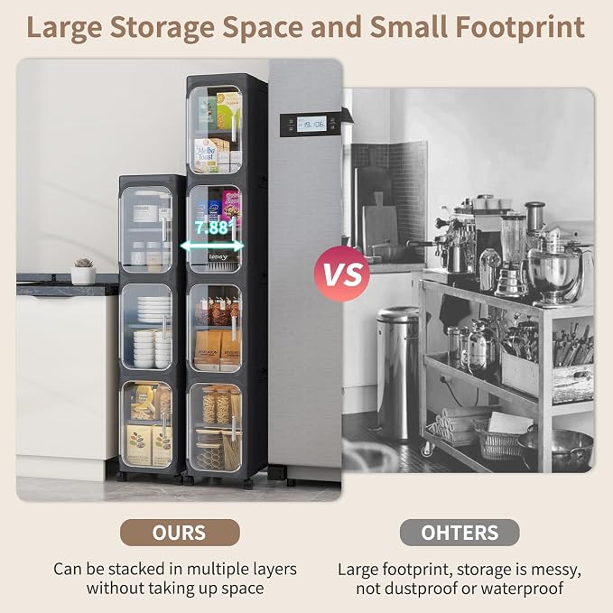 KHNR 3-Tiers Slim Bathroom Storage Cabinet, Foldable Storage Cabinets, Narrow - Image 3