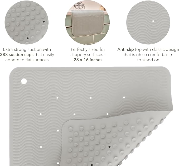 HEVEA Natural Rubber Wave Bath Mat – Long 28 × 16 in - Image 2