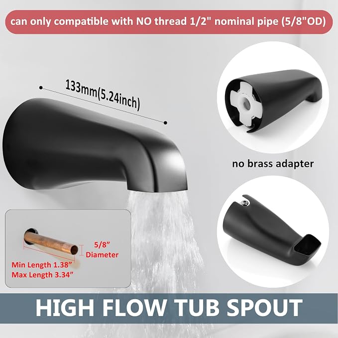 Aolemi 3 Handles Tub Shower Faucet Set - Image 4