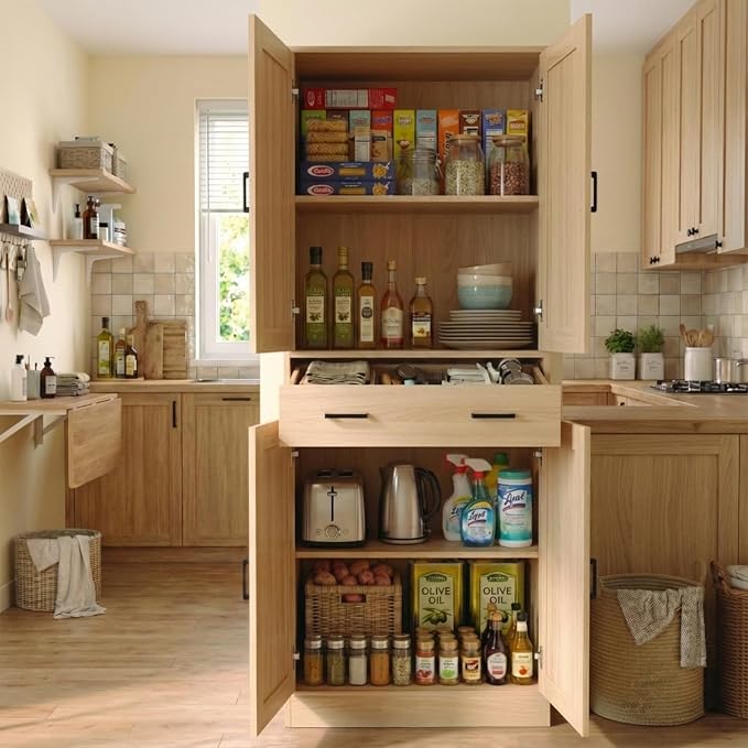 71" Tall Kitchen Pantry Cabinet, Freestanding Storage Cabinet - Image 4