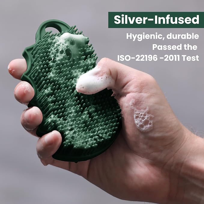 Silicone Body Scrubber Silver-Infused Dual-Sided 3-in-1 - Image 5