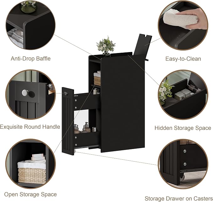 ChooChoo Slim Bathroom Storage Cabinet, Narrow Small Bathroom Organizer - Image 5