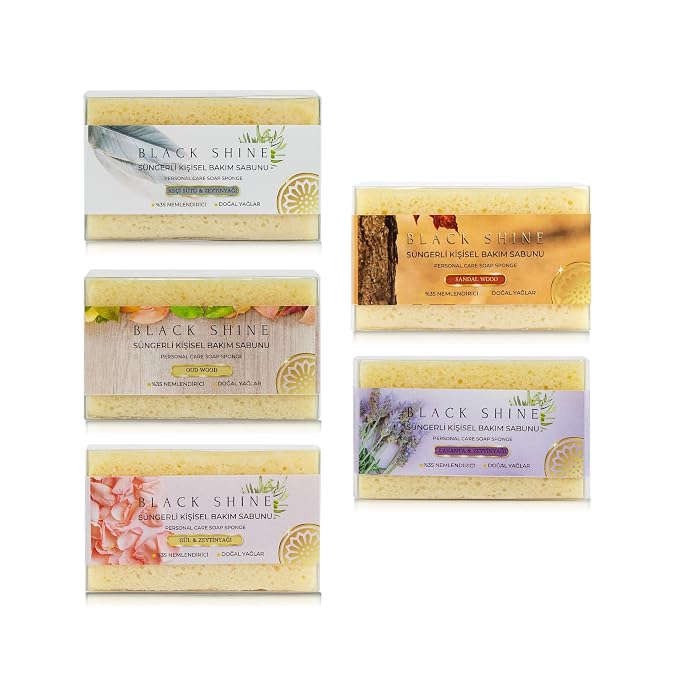 Black Shine Turkish Hammam Sponge-Infused Natural Soap Bar – Handmade and Cold - Image 6