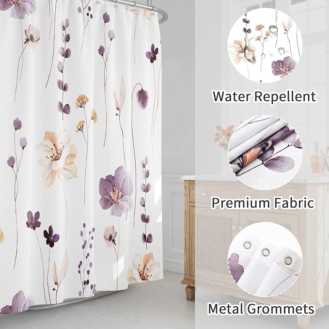 Gibelle Small Stall Shower Curtain 36 x 72, Narrow Half Watercolor Floral - Image 3