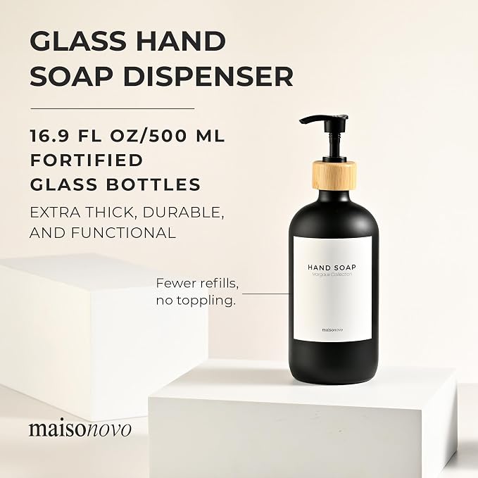 MaisoNovo Glass Hand Soap Dispenser | Dish Soap Dispenser - Image 2