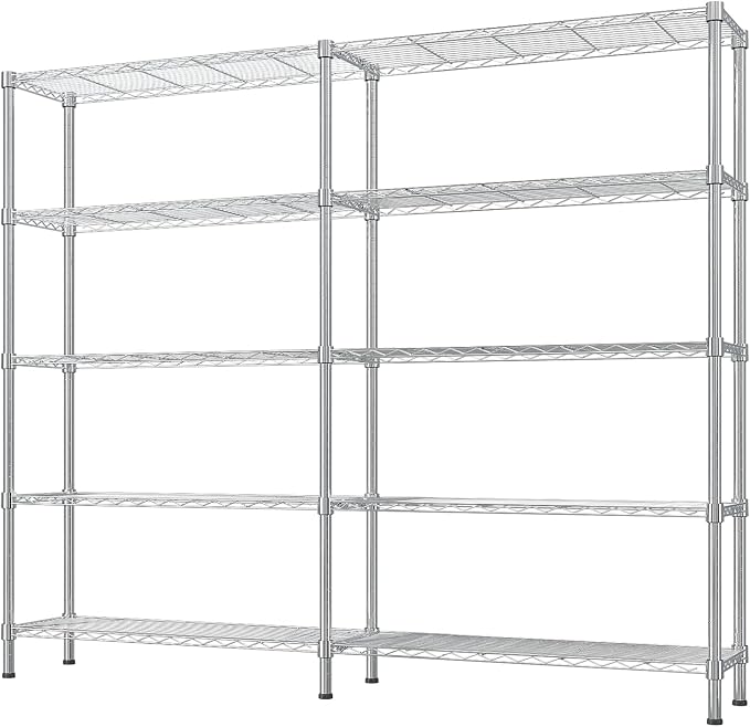 5 Tier Storage Racks Shelving, Heavy Steel Pantry Shelves, Adjustable Wire - Image 7