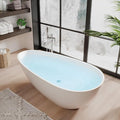 67 in Solid Surface Freestanding Bathtub, Contemporary Oval Shape Soaking Tub by GarveeTech