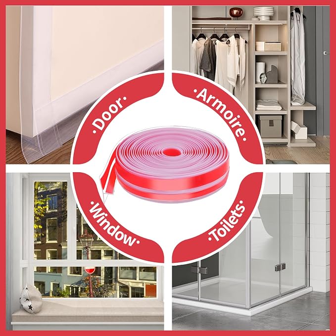 19.7Ft T-Shaped Clear Weather Stripping Door Seal, Door Draft Stopper Silicone - Image 6