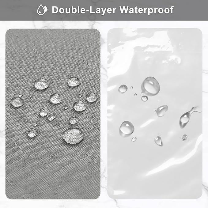 MitoVilla 3 in 1 Shower Curtain Set, Waterproof Fabric Hotel Bathroom Curtain - Image 5