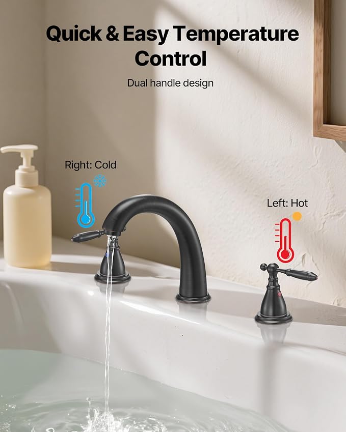 VEVOR Roman Tub Faucet, 3 Hole Waterfall Bathtub Faucet, Gooseneck Bath Tubs - Image 6