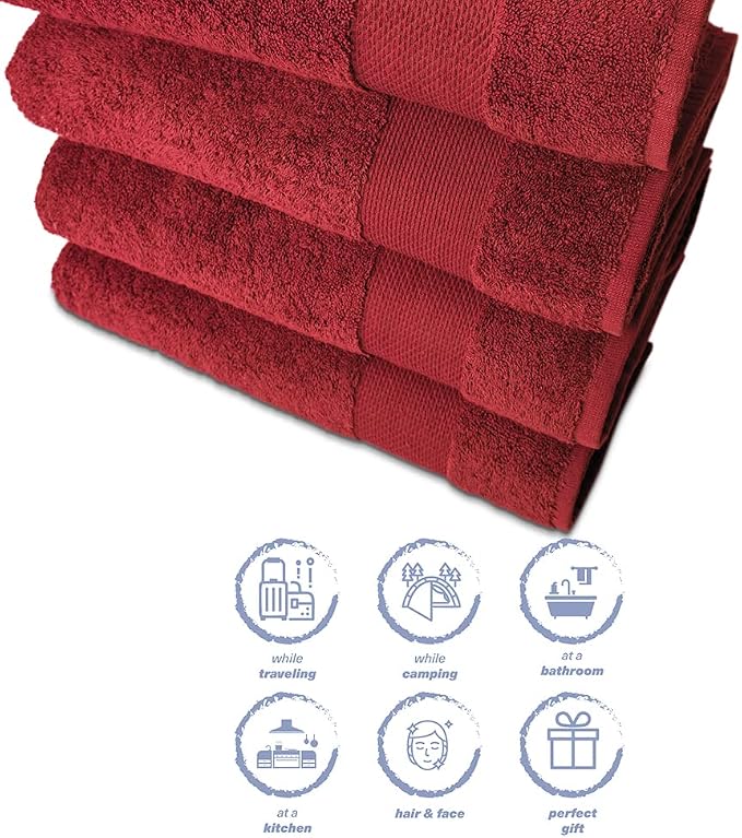 Hencely Premium Bath Towel Set of 4-28x58 Inches - Image 6