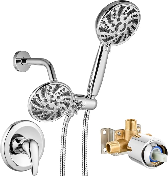 gotonovo Dual 2 in 1 Shower Head Kit High Pressure Combo System Shower Faucet 6 by HOME
