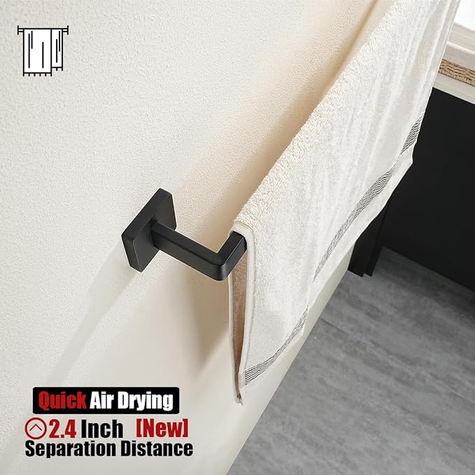 JQK Black Towel Bar, Rounded Edges 18.41 Inch Towel Rack, 304 Stainless Steel - Image 3