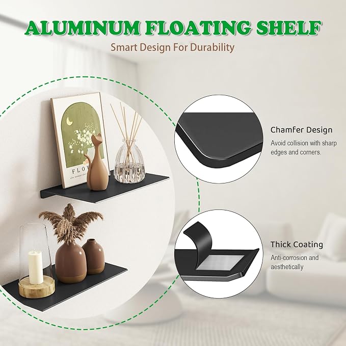 8" Floating Shelves for Wall, Metal Wall Shelves, Mini Display Shelf for - Image 4