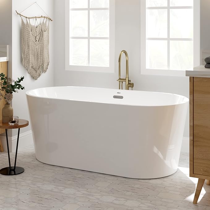 FerdY Shangri-La 59" Acrylic Freestanding Bathtub, Classic Oval Shape Acrylic - Image 2