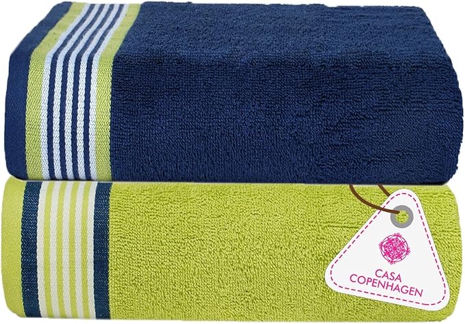 CASA COPENHAGEN He & She 2 Pieces Large Bath Sheet Set- Violet Indigo + Teal by CASACOPENHAGEN