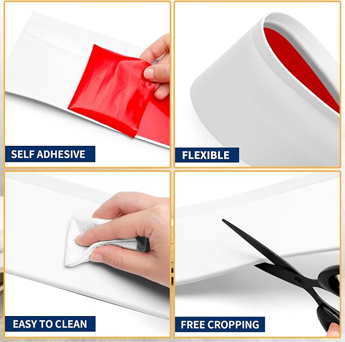 Flexible Baseboard Molding Trim 6 Inch Self-Adhesive Vinyl Wall Base Peel and - Image 3