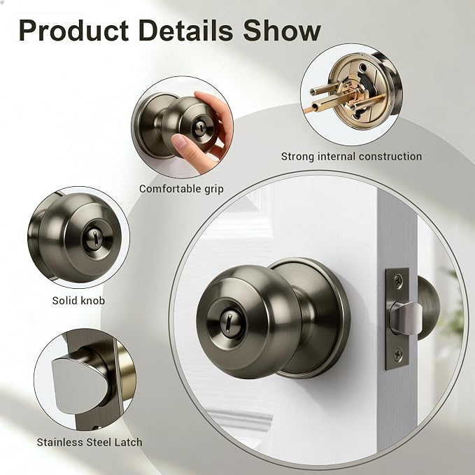 KNOBWELL 5 Pack Privacy Door Knob - Image 6