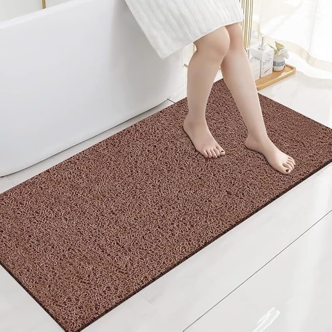 godehone Shower Mats Non Slip Without Suction Cups, PVC Loofah Bathroom Mats by godehone