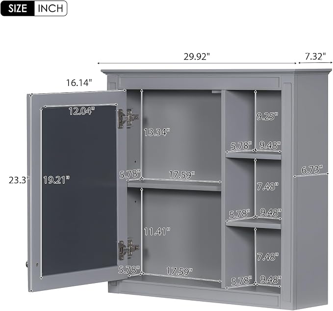 30'' x 28'' Medicine Cabinet, Wall Mounted Bathroom Storage Cabinet, Modern - Image 2