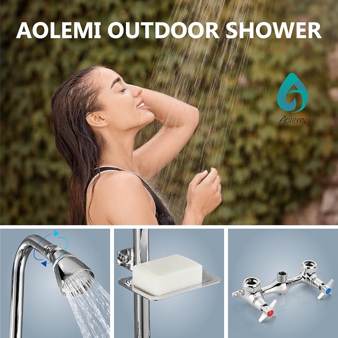 Aolemi Outdoor Shower Kit, Outdoor Shower Fixtures Faucet System - Image 2