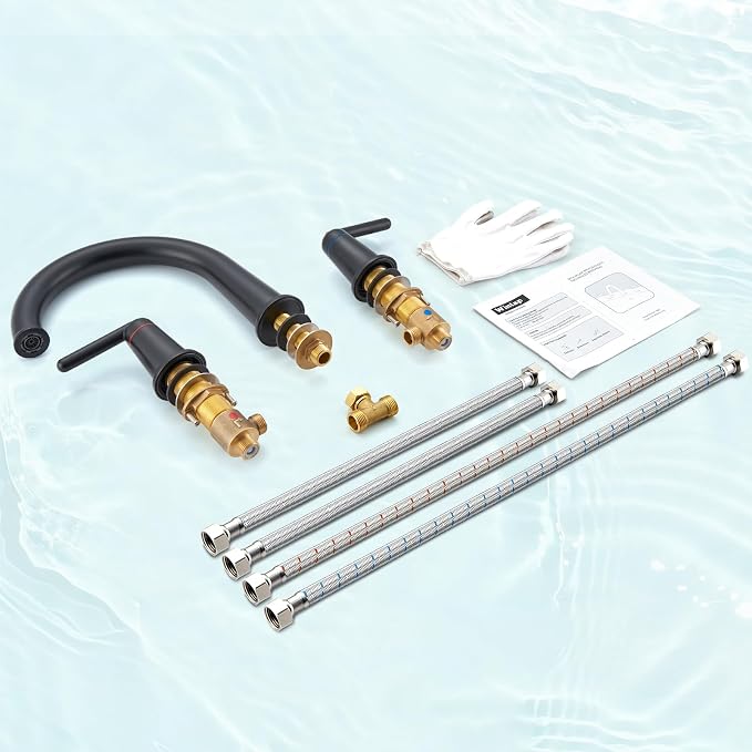 Bathtub Faucet Set 3 Hole, Widespread Deck Mount Tub Faucet - Image 7