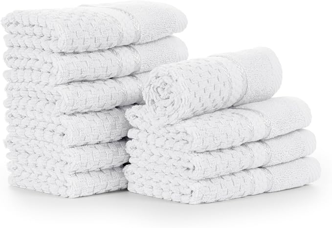 Ample Decor Christmas White Wash Cloth Set of 10 100% Cotton - Image 8
