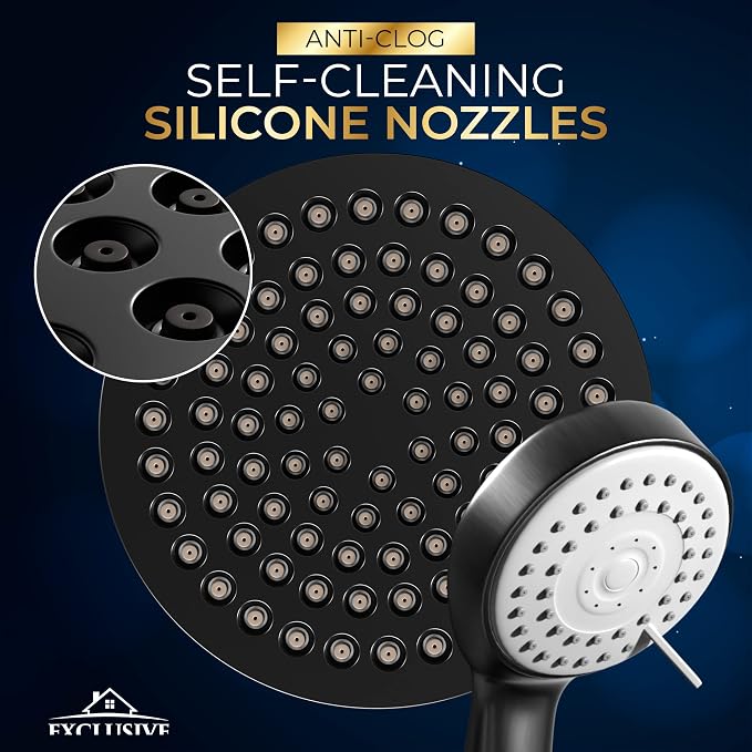 Shower Head With Handheld Combo, 6 Inch High Pressure Rainfall Showerhead With - Image 3