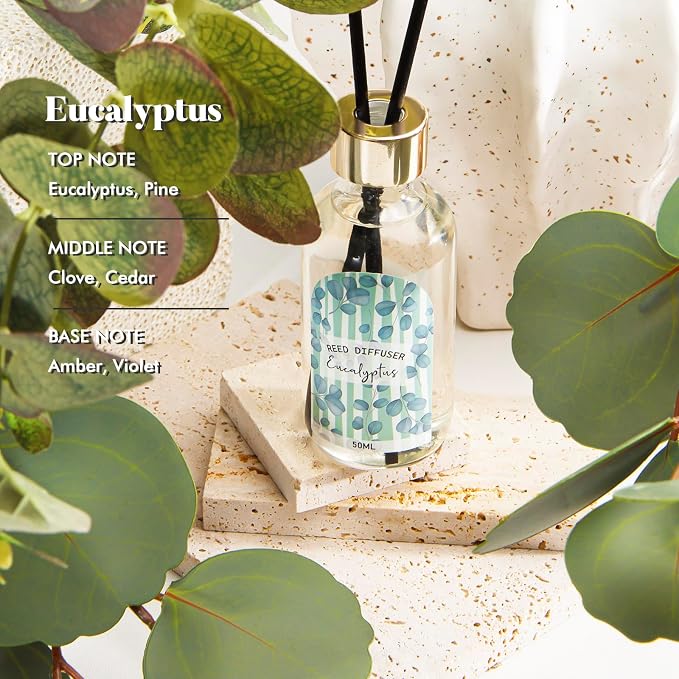 Reed Diffuser of 3 Pack, Linen Eucalyptus Jasmine Oil Diffuser Set - Image 6