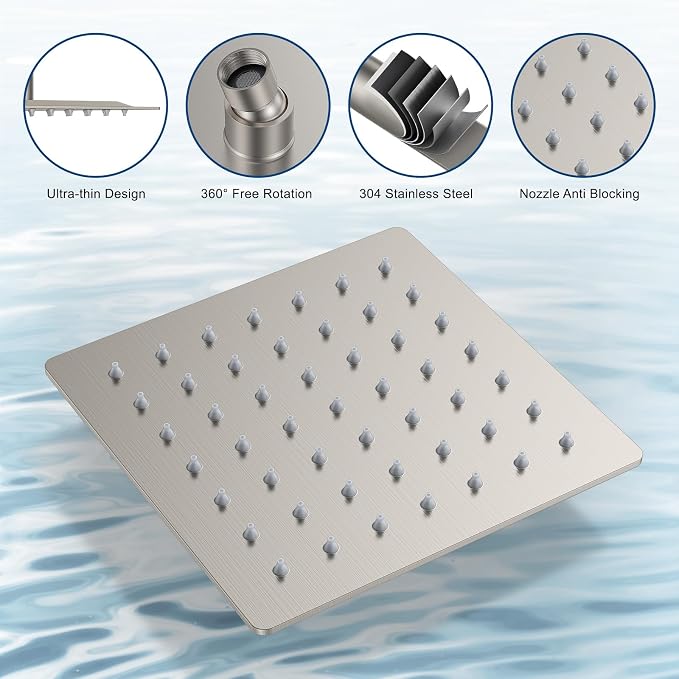 Shower Faucet Set, Wall Mount Shower System 12-inch & 6-inch Dual Shower Head - Image 7