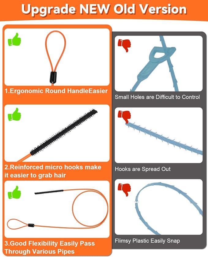 32 Inch Drain Snake, Anti-Break Metal Hair Removal Tool - Image 3