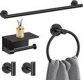 5-Piece Towel Bar Set Black Bathroom Hardware Accessories Set Upgraded Toilet by LairuierBathroomHardwareSet
