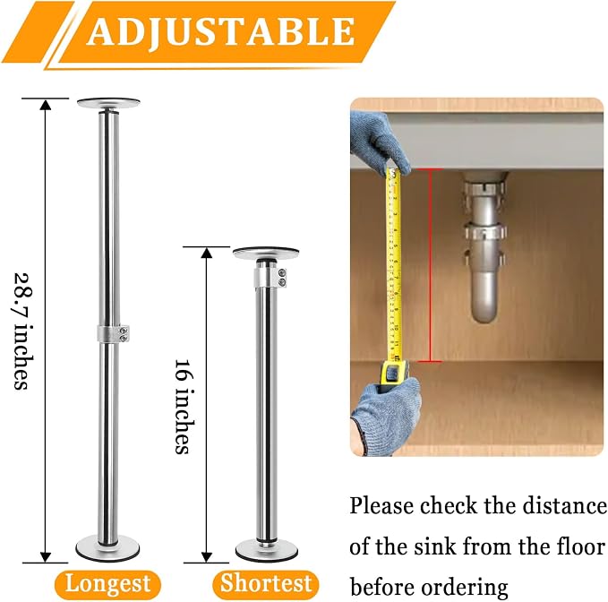 Undermount Sink Brackets, Stainless Steel Adjustable Sink Legs Installation and - Image 2