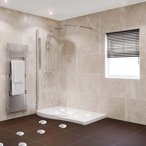 12 Pcs Non Slip Bathtub Stickers White Adhesive Decals Sea Shell Shape Shower - Image 2