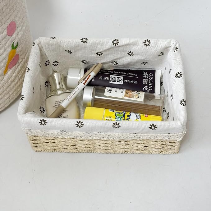 4-Pack Handmade Beige Woven Paper Rope Storage Baskets - Image 5