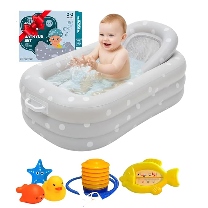 Inflatable Baby Bathtub Complete Set – Portable Non-Slip Baby Bath Tub by Unknown
