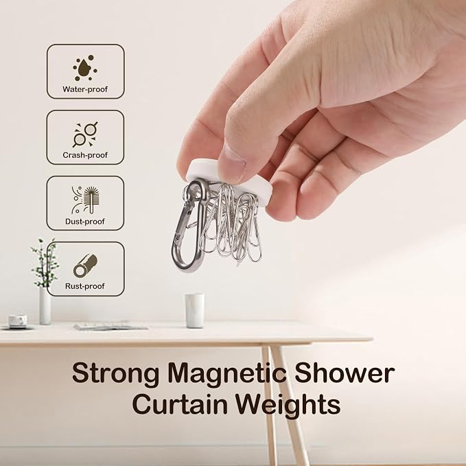 16 Pack Shower Curtain Weights, Rubber Covered Magnetic Curtain Weights - Image 4