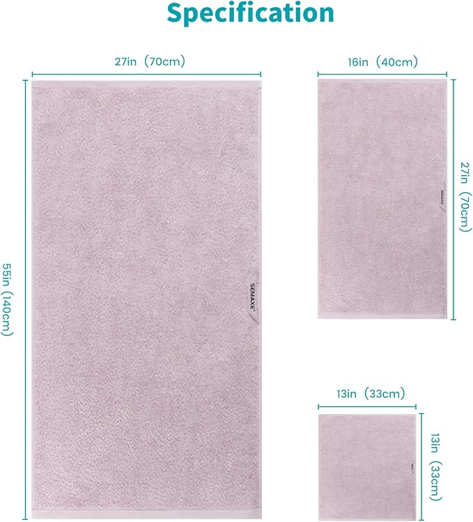 SEMAXE 12-Piece Family Bathroom Towel Set - Image 3