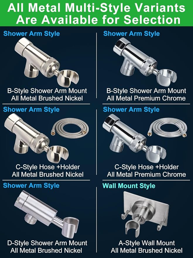 All Metal Shower Head Holder, Adjustable Handheld Shower Arm Bracket, Hand held - Image 5