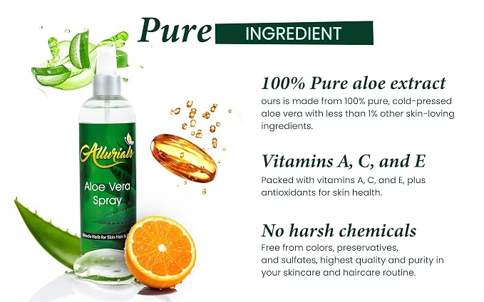 Allurials 99.75% Pure & Organic Aloe Vera Spray, Clinically tested & - Image 2