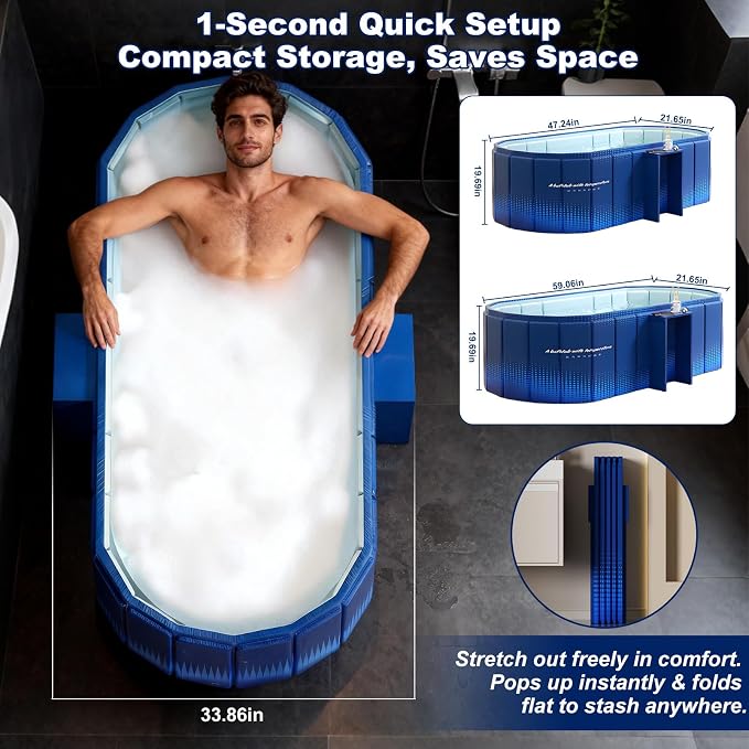 Portable Bathtub for Adult 47" Large Collapsible Cold Plunge Bathtub Foldable - Image 4