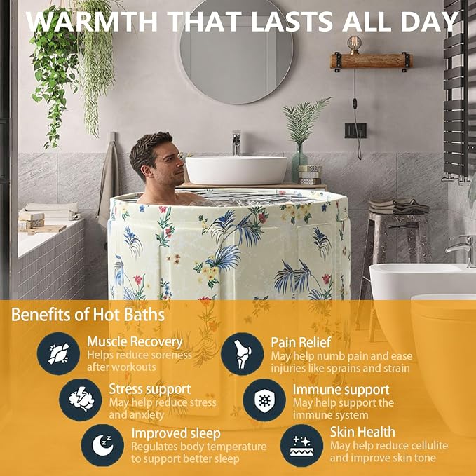 Portable Bath Tub for Adult, Foldable Soaking Bathtub for Hot SPA&Ice Bath - Image 2