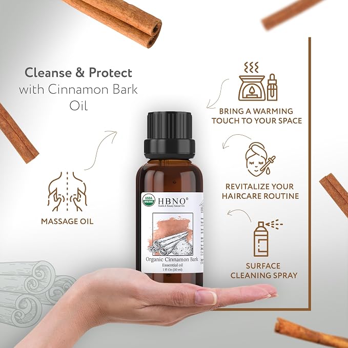 HBNO Organic Cinnamon Bark Essential Oil - 1 oz Size - Ideal - Image 2