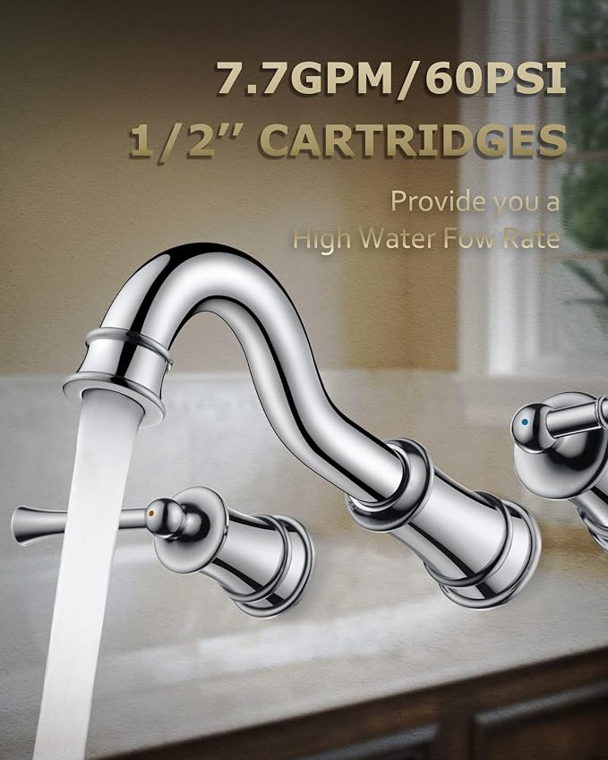 Roman Bathtub Faucet Wall Mount Widespread Tub Filler - Image 4