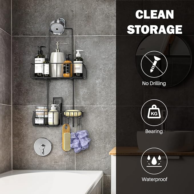 Epicano Shower Caddy Hanging, Anti-Swing Over Head Shower Caddy Rustproof - Image 2