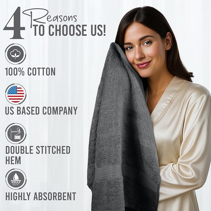 RIVERSIDE 100% Ring Spun Cotton Large Bath Towels Set of 4, 27 x 54 Inches – - Image 5