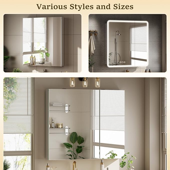 Bathroom Medicine Cabinet with Mirror, 16 Inch x 24 Inch Bathroom Mirror - Image 5