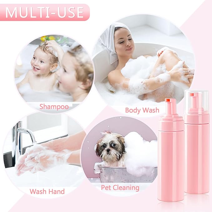 Foam Pump Bottle 6.8oz/200ml Pink Empty Foam Bottle Pump, Travel Foam Bottle - Image 8