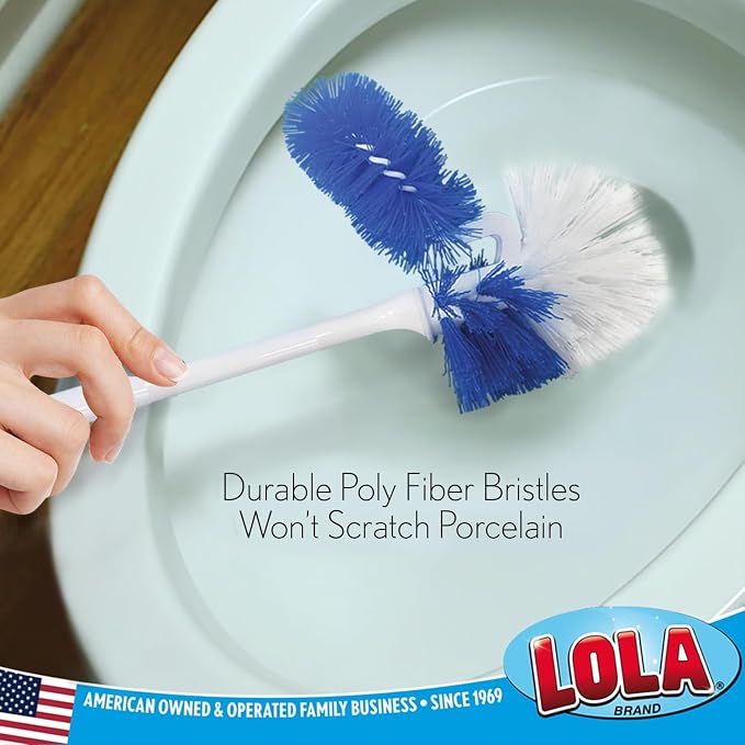 LOLA Classic Toilet Brush w/Under-The-Rim Scrubber, 4 Pack, Deep Cleans The - Image 2