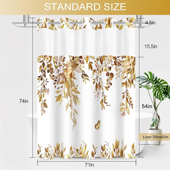 No Hook Shower Curtain and Liner Set, Bath Curtain Sets - Image 7